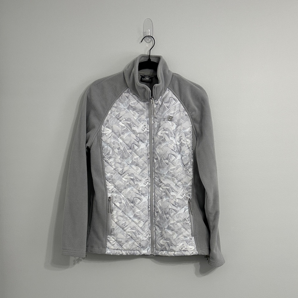 New Balance Light Gray Mixed Media Fleece Jacket